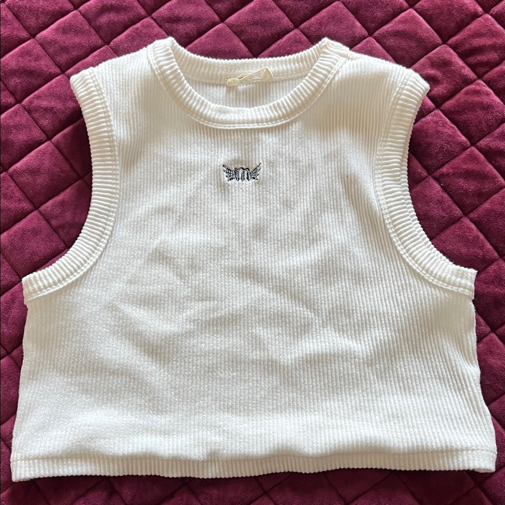 Miss Me White Ribbed Tank Top